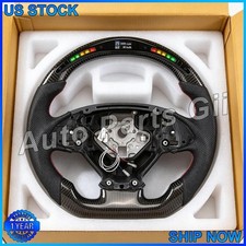 Real Carbon Fiber LED Steering Wheel Black Leather For Corvette C7 Chevrolet 16+ picture