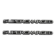 2Pc Chrome Black SUPERCHARGED Emblem Badge - Universal Emblems picture