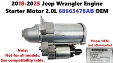 2018-2025 Jeep Wrangler Engine Starter Motor 2.0L L4 68663478AB picture