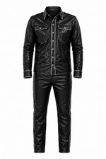 Custom Genuine Leather Motorcycle Suit Handmade Biker Shirt Pants Mens picture