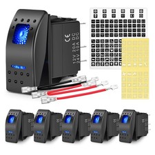 Nilight 6PCS 5PIN SPST Rocker 5 inches x 2 x 1 inches, Blue 6 PCS picture