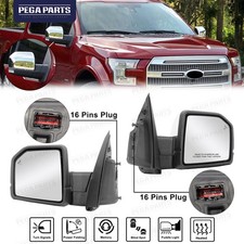 Pair Mirror Chrome For 2015-2018 Ford F-150 F150 w/Blind Spot Memory Power Fold picture