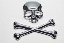 SKULL CROSSBONES METAL 3D CAR EMBLEM STICKER DECAL picture