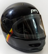 Rare Vintage 1980 ASC Fury Full Face Motorcycle Helmet Sunset Stripes Black 500 picture