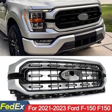#JS Iconic Silver Front Bumper Upper Grille For Ford F-150 F150 2021 2022 2023 picture