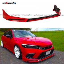 WheelX Yofer V3 Style Black Rallye Red Front Bumper Lip for 22-24 Honda Civic picture