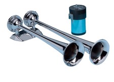 Marinco 10106 | Dual Trumpet Air Horn & Compressor, Chrome Plated, 12V, 20a picture