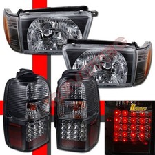 Black Headlights Corner Signal Lamps + LED Tail Lights For 99-02 Toyota 4Runner picture