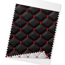 Embossed Black Faux Leather Lining Red Diamond Stitch Car Upholstery 55x39 inch picture