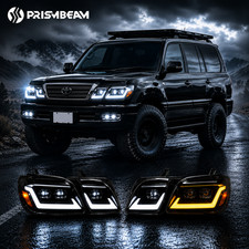 2x Clear LED Projector Headlights For 1998-2007 Lexus LX470 Sequential DRL IP67 picture