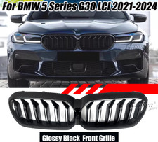 Gloss Black For 2021-2024 BMW G30 G31 530i 540i Dual Slats Front Kidney Grille picture
