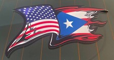 Puerto Rico Flag/US Flag Sticker Decal Vinyl Puerto Rico Bumper Gloss Vinyl picture