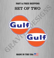 GULF OIL LOGO VINYL DECAL STICKER CAR TRUCK BUMPER GARAGE 4MIL BUBBLE FREE picture