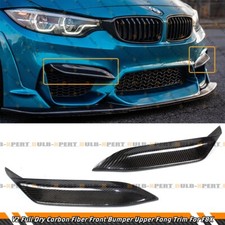 FOR 15-19 BMW F80 M3 F82 F83 M4 V2 DRY CARBON FIBER FRONT BUMPER UPPER FANG TRIM picture