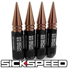 SICKSPEED 20PC BLACK W BRONZE SPIKED ALUMINUM 108MM 3 PC LUG NUTS 12X1.5 L17 picture