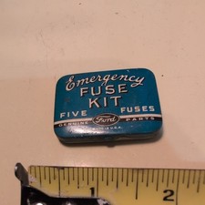 Vintage Ford Emergency Fuse kit Box with 5 Glass Fuses Genuine NOS ratrod  picture