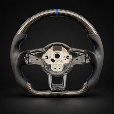 PUREYEMAN Carbon Fiber Steering Wheel for VW Golf R MK7 MK7.5 Blue-line GT 15-20 picture