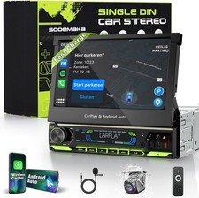 【SOOEMAKA】 Single Din Touchscreen Radio with Wireless CarPlay, 7 inch QLED Andro picture