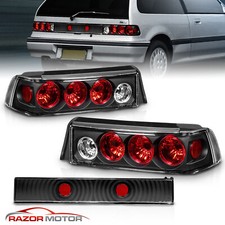For 1988-1991 Honda Civic CX/DX/Si/Base 3DR Black Tail Lights Rear Brake Lamps picture