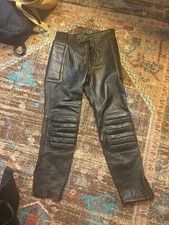 Vintage Hein Gericke Men's Black Leather Motorcycle Pants 32 X 28 picture