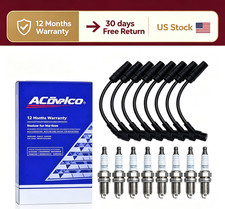 8x 41-962 19299585 Spark Plug & 8x 9748HH Wires For Chevrolet GMC 4.8L 5.3L 6.0L picture