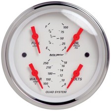 Autometer Arctic White 3-3/8in Quad Gauge 100 PSI/100-250 Deg F / 8-18V / 240-33 picture
