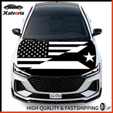USA & Puerto Rico Black White Flag Car Hood Covers Vibrant Colors, Universal Fit picture