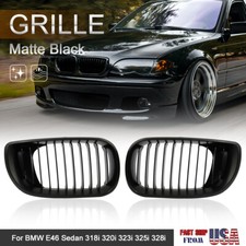 2pcs Matte Grille Grill For BMW E46 4D Sedan 318i 320i 323i 325i 328i 2002-2005 picture