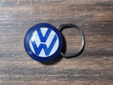 Vintage VW Volkswagen Keychain Blue White Logo Beetle Bug Bus Dealership Fob picture