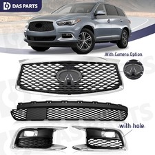4PC For 2016-2020 Infiniti QX60 Front Bumper Upper Lower Grille Fog Light Covers picture