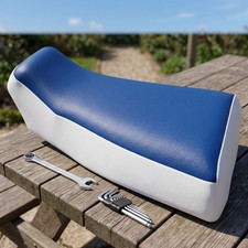 Suzuki LTF 250 350F Seat Cover 1993 To 2000 Models White Blue Vinyl Seat Cover picture