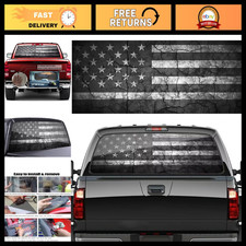Patriotic American Flag Truck Window Decal | Perforated Rear Film Sticker | USA picture