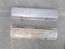 Vintage Chevrolet Script  Chevy Aluminum Valve Covers Pair- Non Painted picture