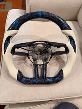 Blue Forged Carbon Fiber Steering Wheel Porsche 911 -992,718 , TAYCAN , Cayenne picture