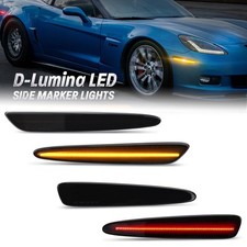 For 05-2013 Chevy Corvette C6 Smoked Front Rear LED Side Marker Lights Amber+Red picture