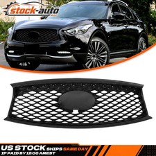 For 2014-2020 INFINITI QX70 Front Bumper Grille Gloss Black Grill W/ Camera Hole picture