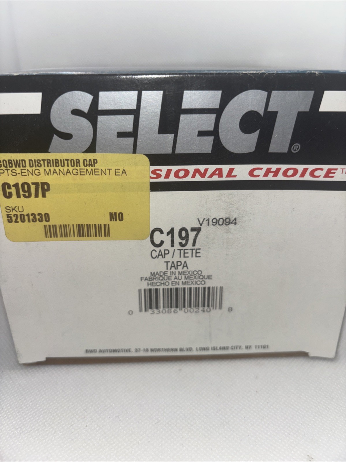 Bwd Select C-197 Distributor Cap (C197)