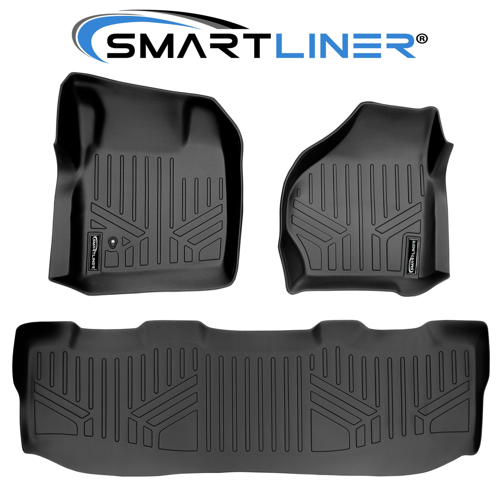 SMARTLINER All Weather Floor Mats Liner for Super Duty Crew Cab 1999-2007 Black
