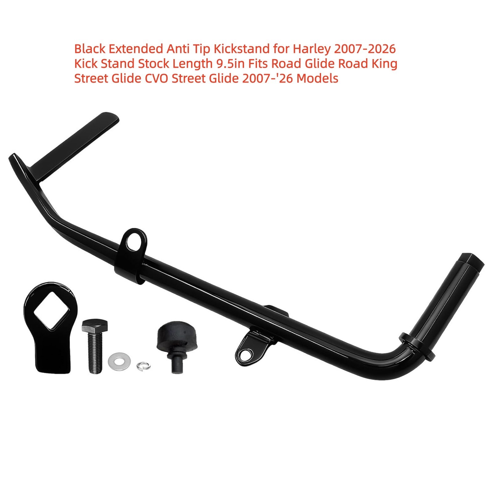 Black Extended 9.5 Inches Anti Tip Kickstand for Harley Touring 2007-2026 Models