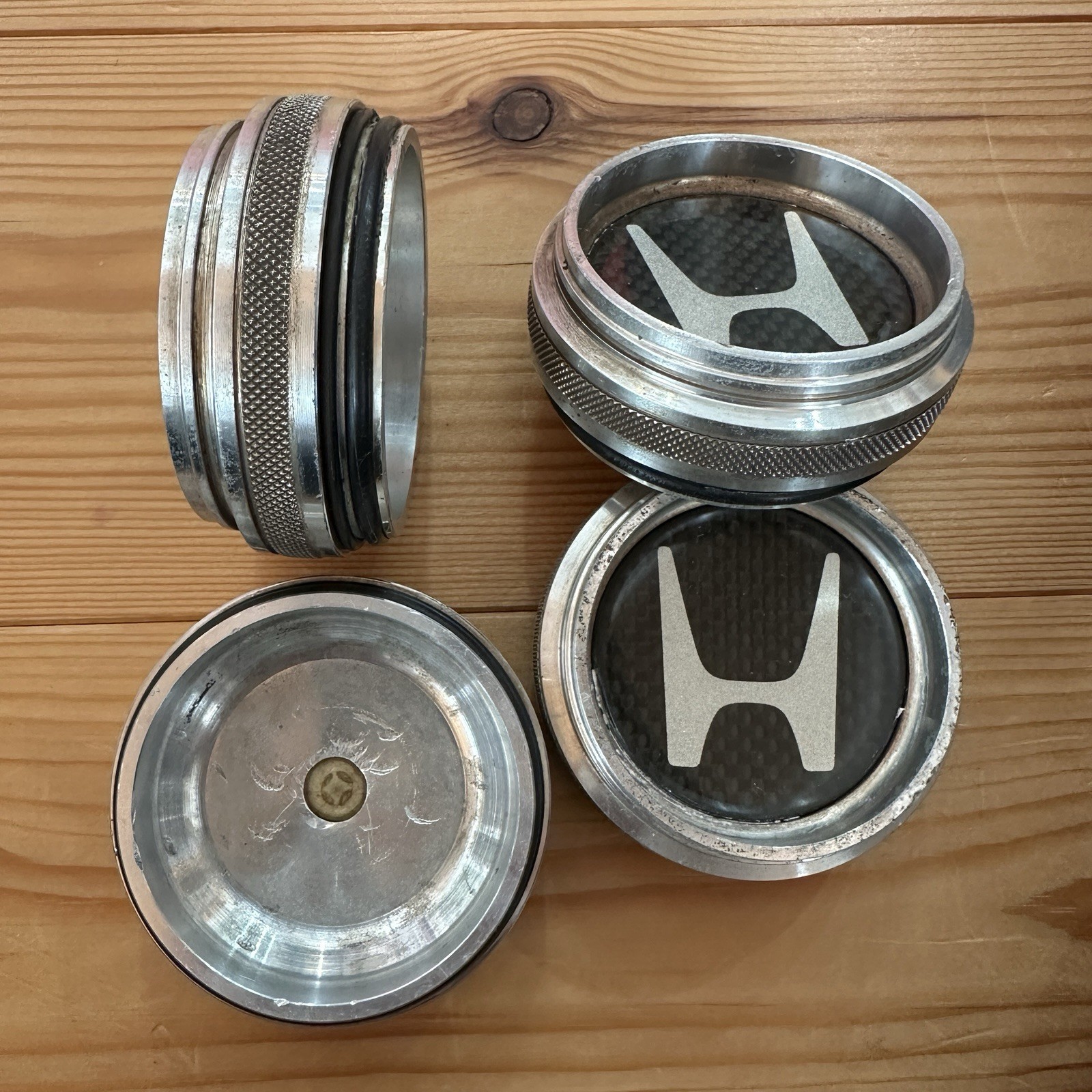 4x Vintage Honda Style Billet Aluminum Wheel Center Caps 60mm 2.36