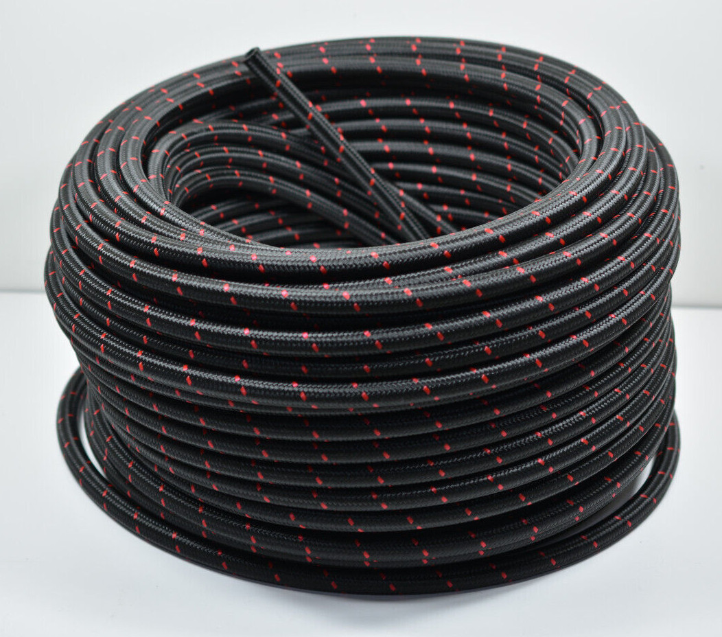 (20 Feet) -12 AN Pros Lite Black Nylon / Stainless Braided Hose E85 Fuel Oil Gas