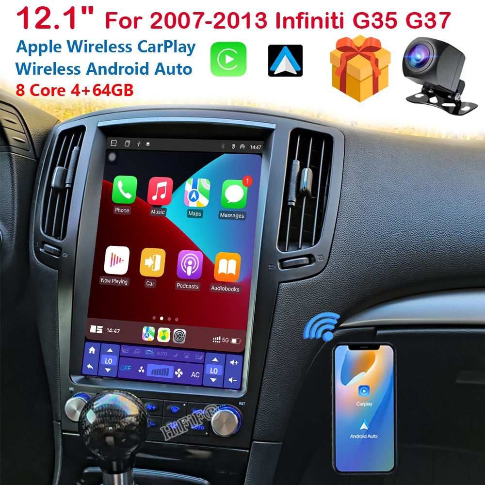 12.1Inch Androind 13 Car GPS Navi for Infiniti G25 G37 2004-2013 Stereo 64G BT