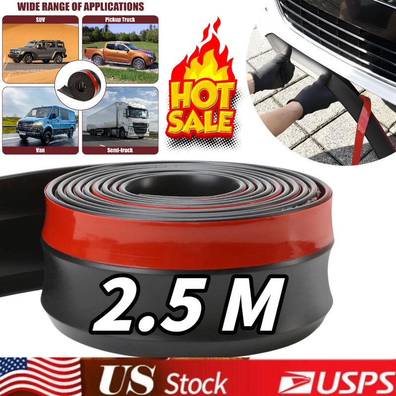 Universal 2.5M Car Front Bumper Lip Splitter Spoiler Rubber Skirt Protector Trim