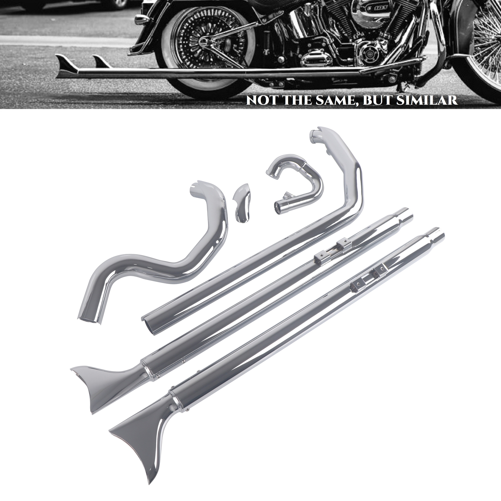 SHARKROAD 2-2 Fishtail Exhaust Systems Set for Softail 2000-2017 Models New