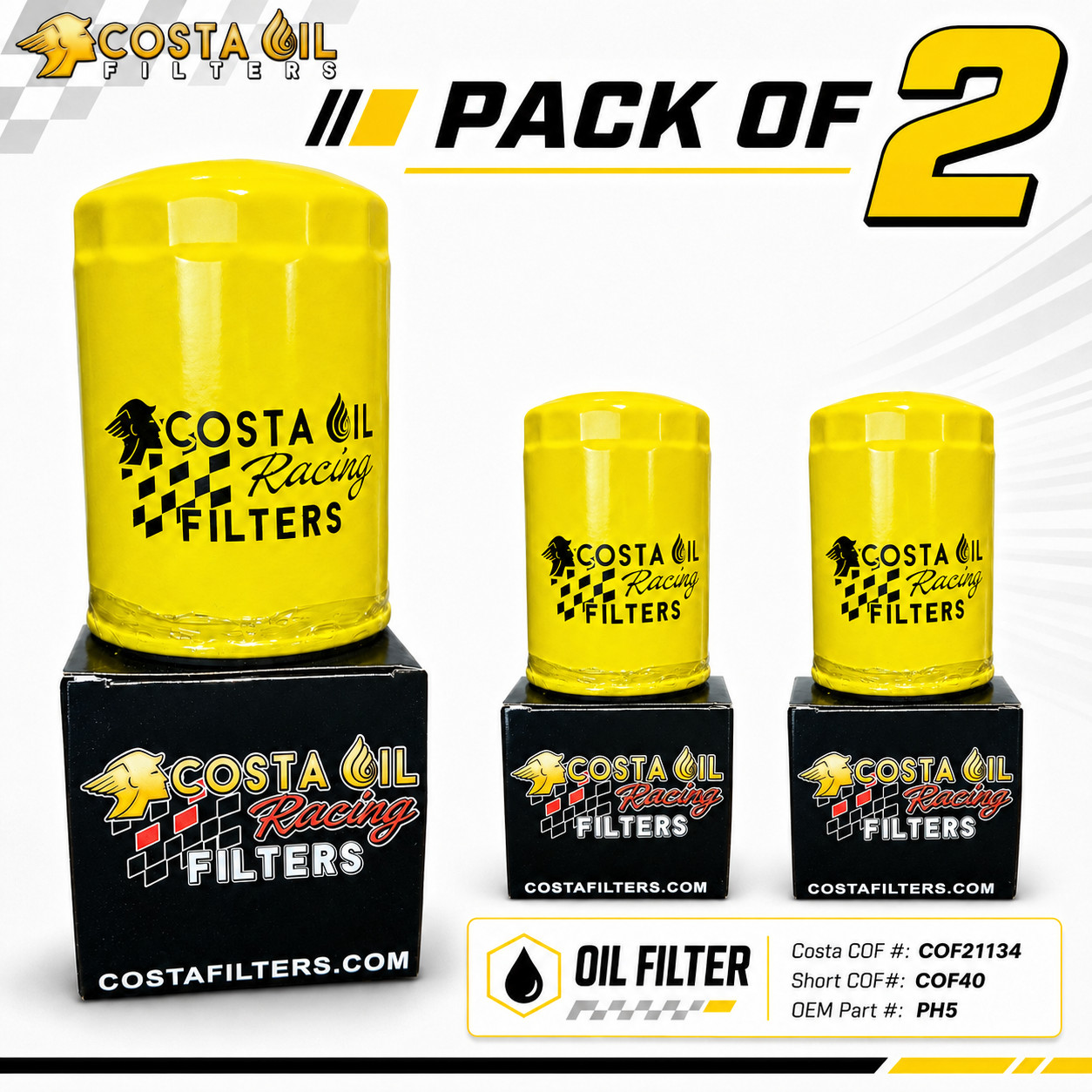(2 Pack) COF-21134 Better Than Wix Racing Filters 51061R WIX Racing Oil Filter