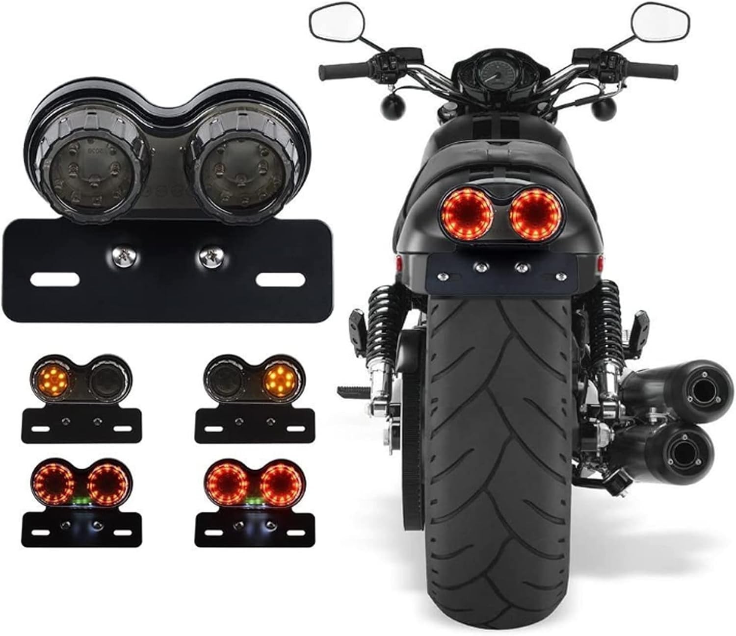 Motorcycle LED Tail Light Brake Light Turn Signal Lamp W/License Plate Bracket
