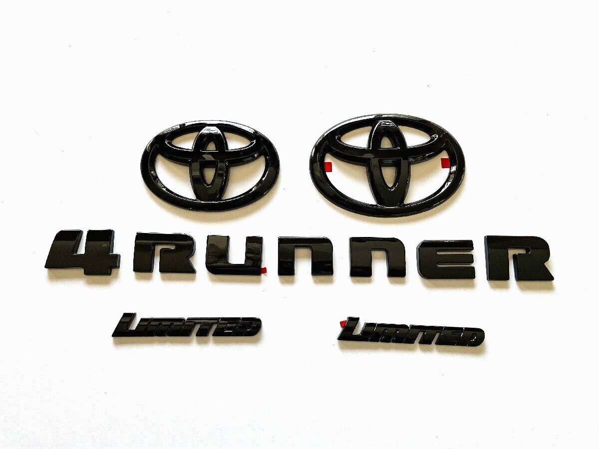 Overlay New 2014-2024 Toyota 4Runner Limited Gloss Black OUT Emblem Kit 5 PCS Overlay New 2014-2024 Toyota 4Runner Limited Gloss Black OUT Emblem Kit 5 PCS