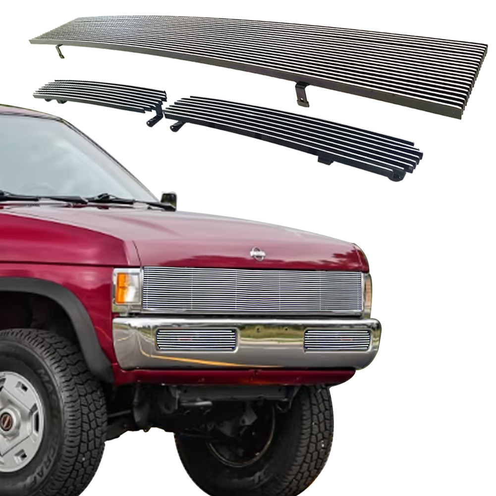 Fits 1995-1997 Nissan Hardbody Pickup Chrome Billet Grille Grill Insert Combo 96