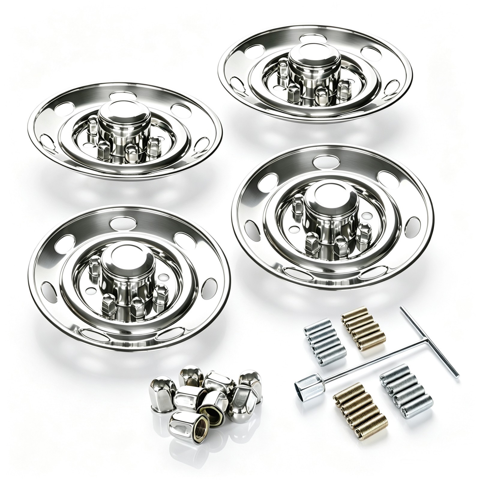 16'' 7 Holes 8 Lug Stainless Steel Wheel Simulator Kit for Single Wheel Trailer 16'' 7 Holes 8 Lug Stainless Steel Wheel Simulator Kit for Single Wheel Trailer