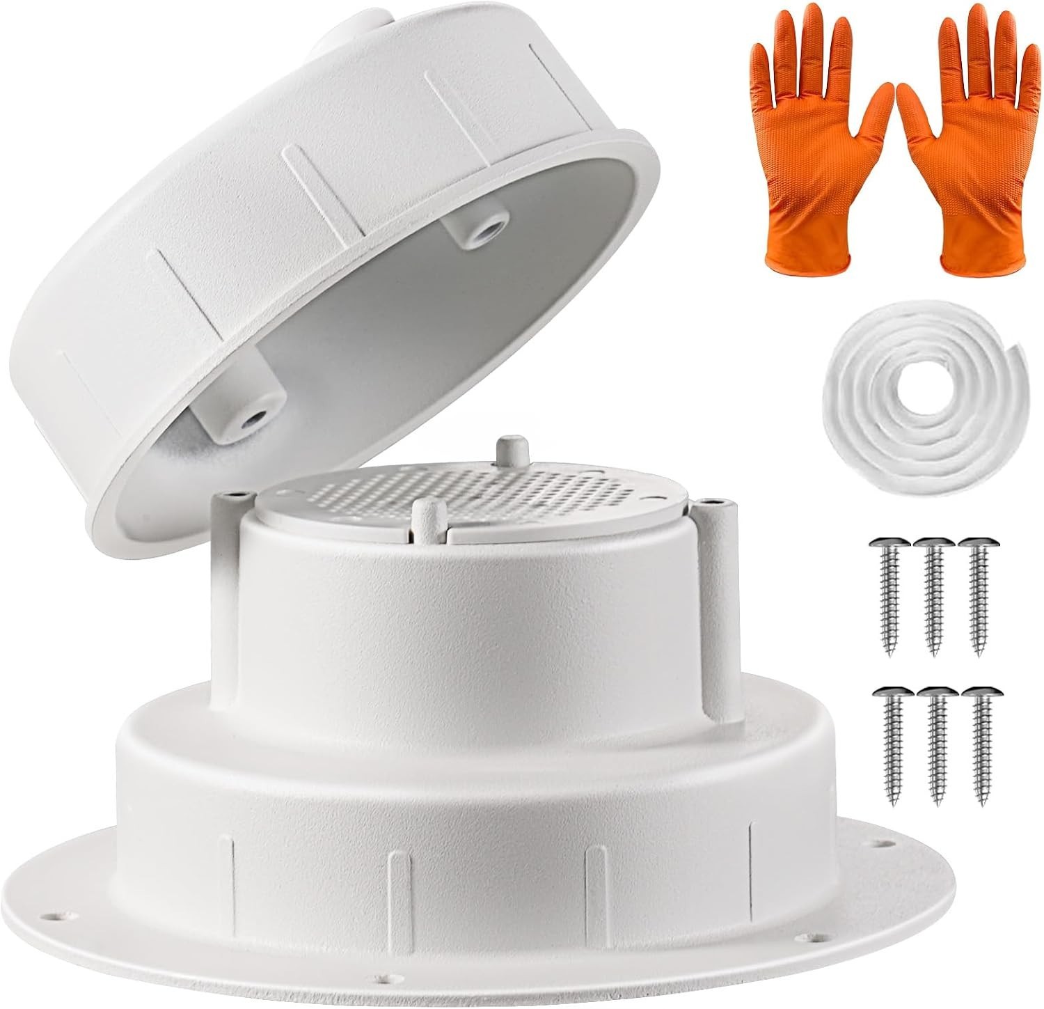 Aluminum RV Plumbing Vent Cap Kit - RV Roof Sewer Vent Cover with Screen -